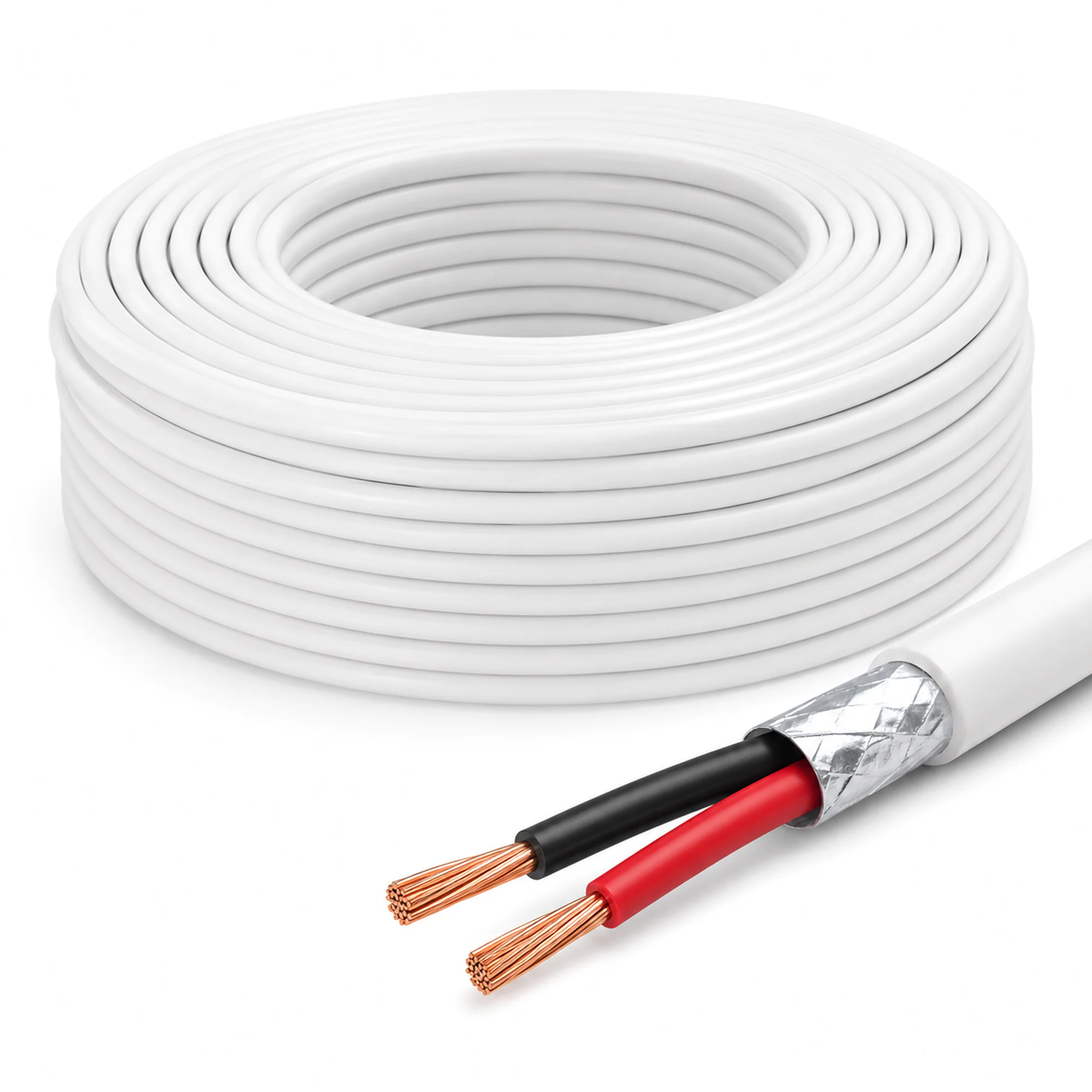 Security Alarm Cable – 2 Cores, Stranded, Foil Shielded, Bare Copper, UL Certified
